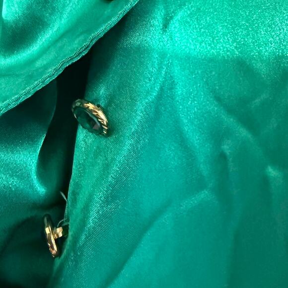 Vintage  Michelle Stuart Green silk blouse with satin - Picture 4 of 8
